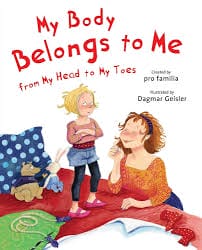 Children's book "My Body Belongs to Me" cover with a child and adult in a bedroom setting.