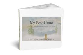 Children's book titled "My Safe Place" with a soft illustration on the cover.