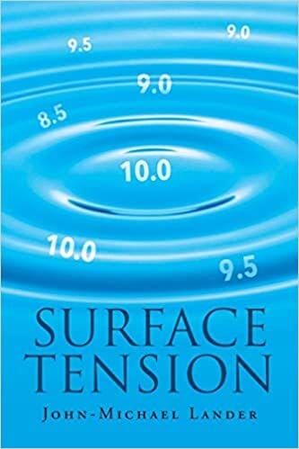 Blue book cover titled "Surface Tension" with numbers 8.5, 9.0, 9.5, 10.0 on water ripple effect background.